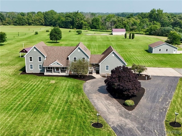 bird's eye view with a rural view