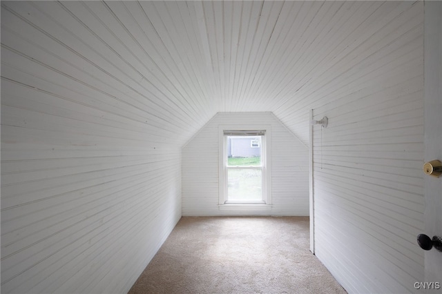 additional living space featuring lofted ceiling and carpet flooring