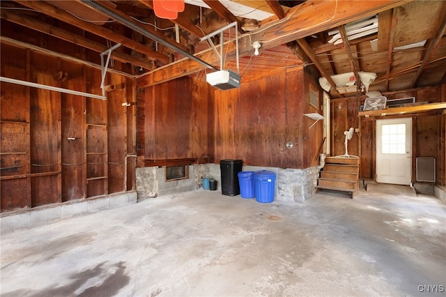 garage with a garage door opener