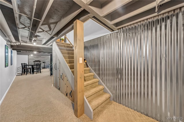 stairs with carpet floors