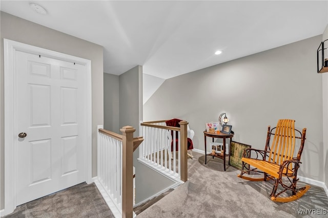 living area with carpet flooring