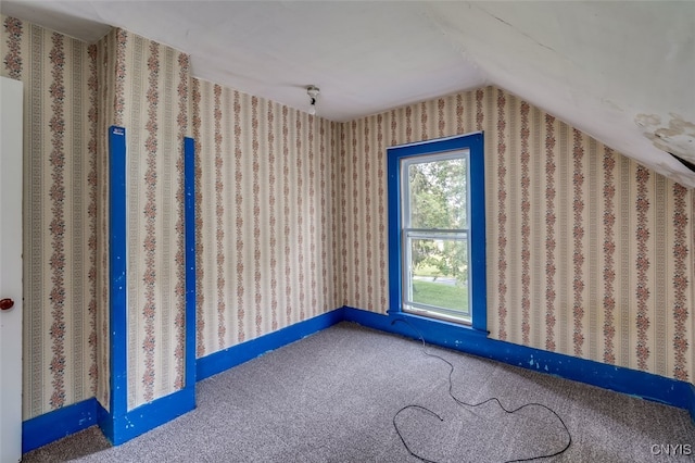 additional living space featuring carpet and lofted ceiling