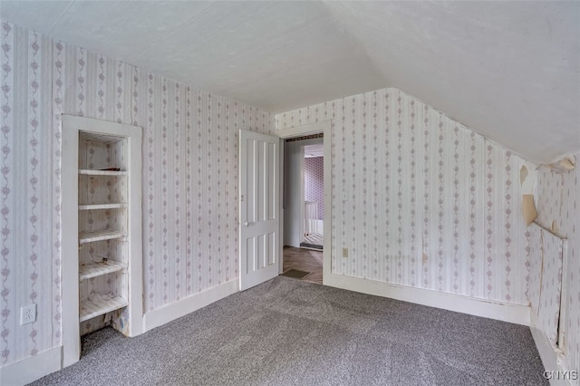 additional living space featuring carpet and lofted ceiling