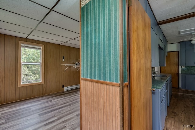 interior space featuring sink and ceiling fan