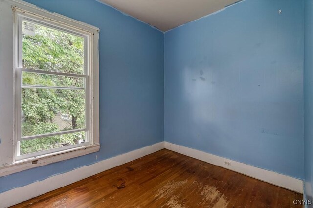 unfurnished room with wood-type flooring