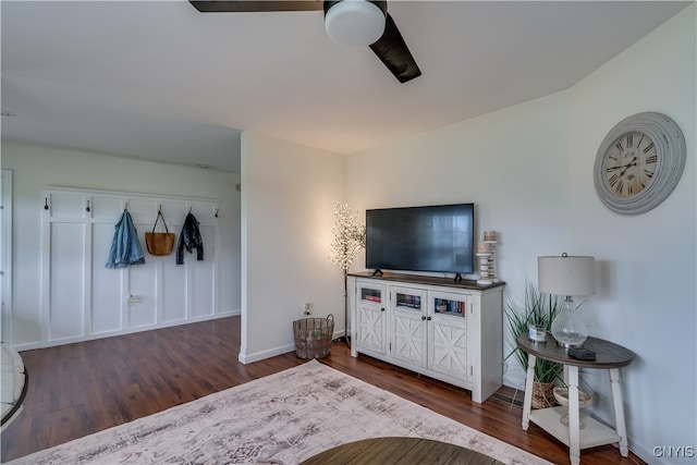 living room with hardwood / wood-style floors