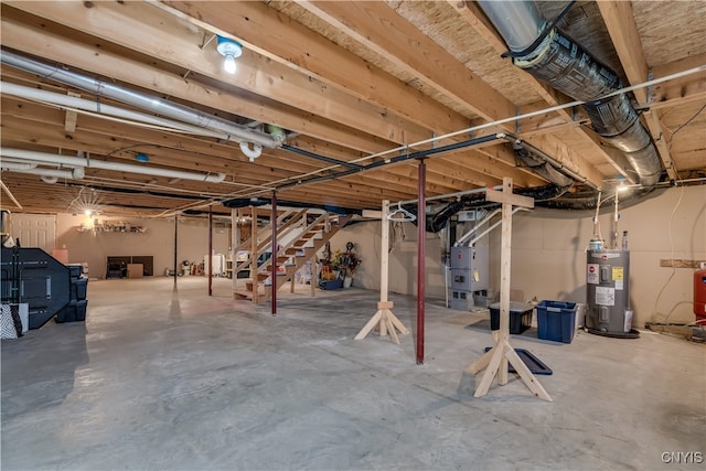 basement with electric water heater