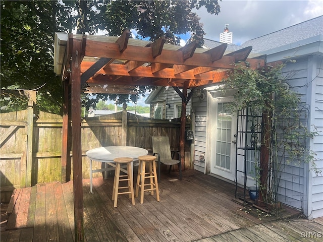 deck featuring a pergola