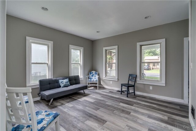 sitting room featuring hardwood / wood-style floors