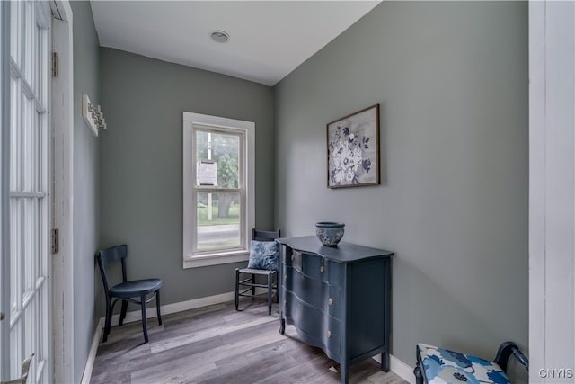 home office featuring light hardwood / wood-style floors