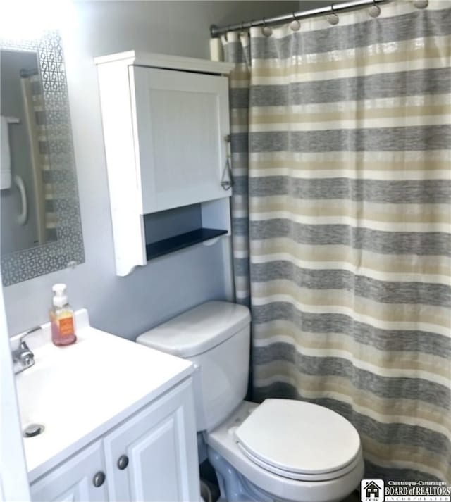 bathroom with toilet and vanity