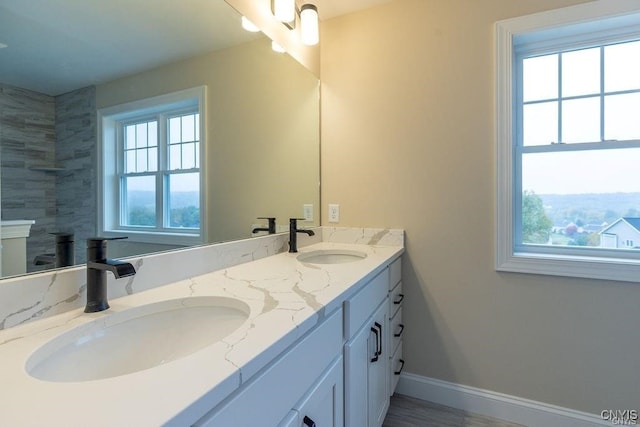 bathroom with a wealth of natural light and vanity