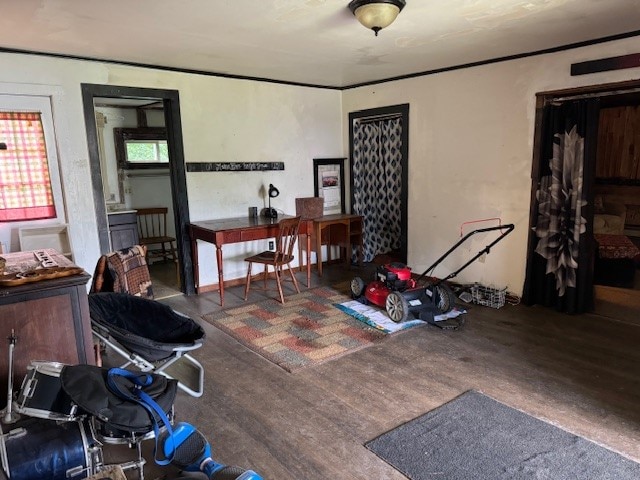 interior space with hardwood / wood-style floors