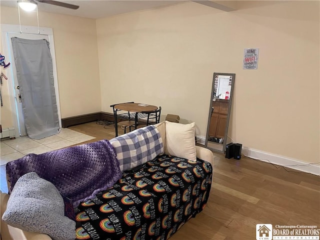 14 E Maple St N, Ellery, NY 14712 - sitting room featuring baseboards, a ceiling fan, and wood finished floors