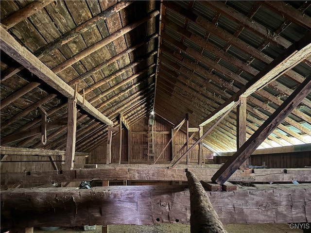 view of unfinished attic