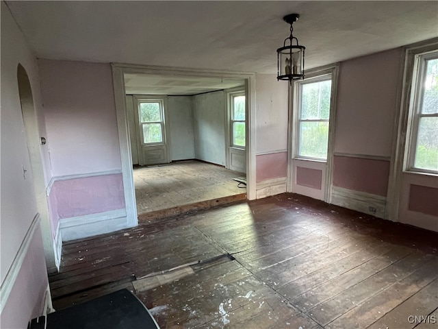 empty room featuring wood-type flooring and plenty of natural light