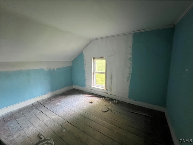 additional living space featuring lofted ceiling and wood-type flooring