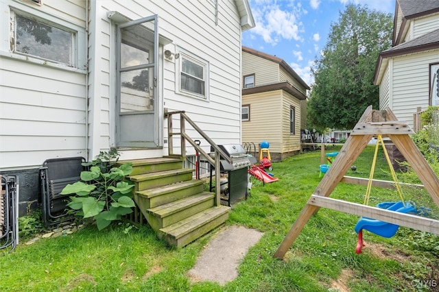 view of yard featuring a playground