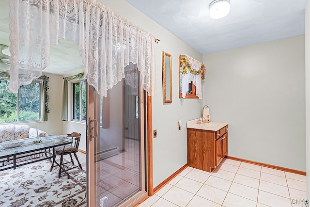 bathroom featuring vanity and tile patterned floors