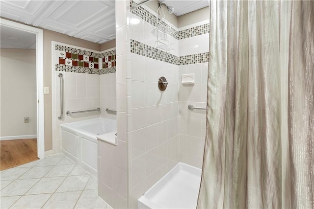 15043 State Route 54th Rd, Wayne, NY 14837 - full bath with a tile shower, a bath, and tile patterned floors
