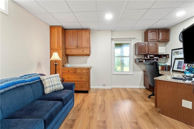 15043 State Route 54th Rd, Wayne, NY 14837 - office with light wood finished floors, a drop ceiling, built in desk, and baseboards