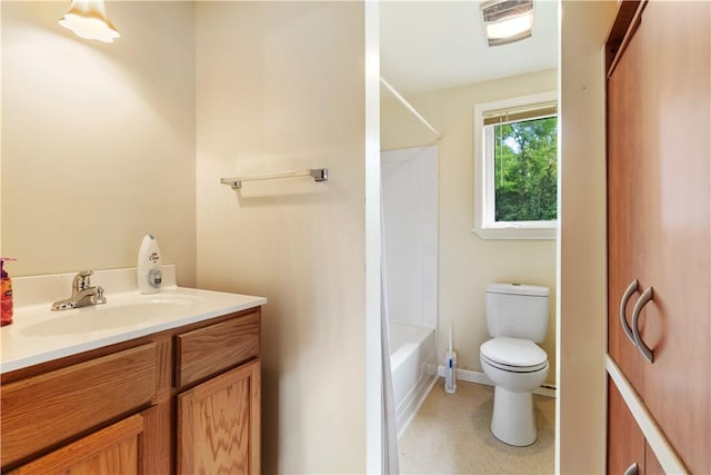 15043 State Route 54th Rd, Wayne, NY 14837 - bathroom featuring toilet, vanity, shower / tub combination, and baseboards