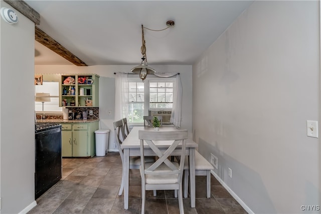 dining space with tile patterned flooring and cooling unit