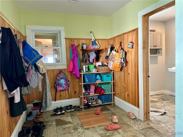 mudroom with tile patterned floors