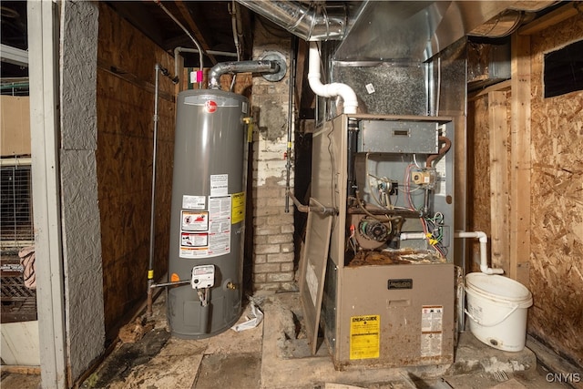 utility room with water heater