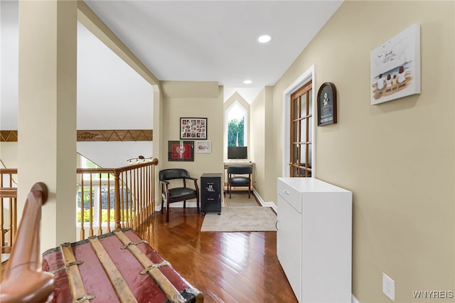 living area featuring dark hardwood / wood-style flooring