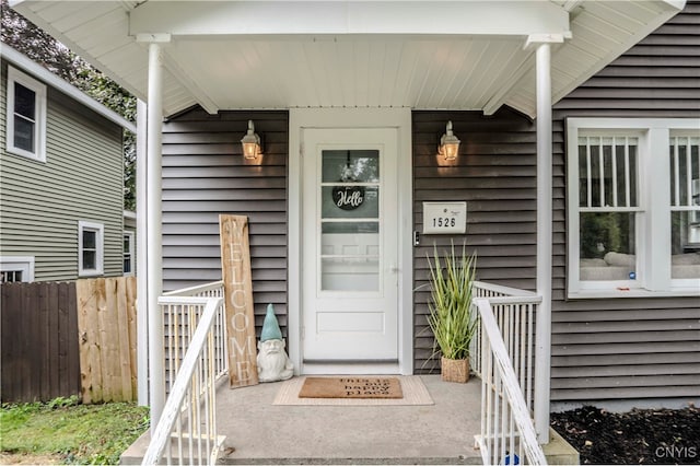 property entrance with a porch