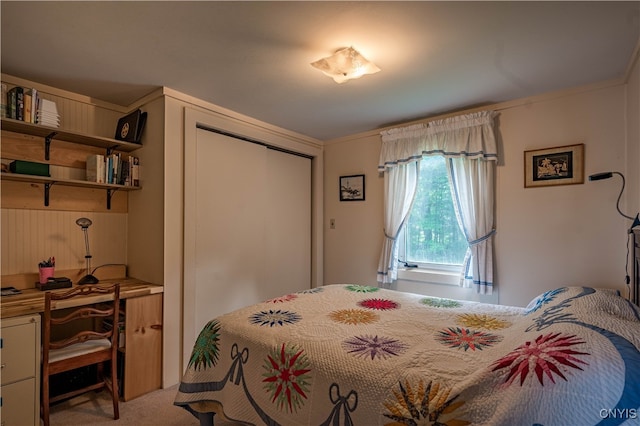 carpeted bedroom featuring a closet