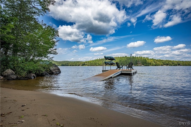 view of dock featuring a water view