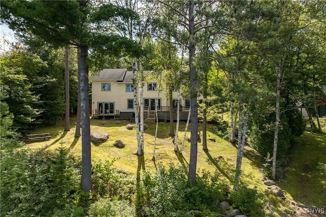 view of yard featuring a deck