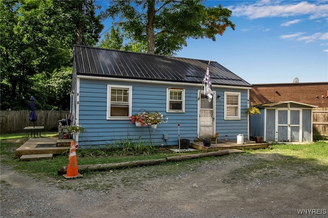 view of front of property with a deck