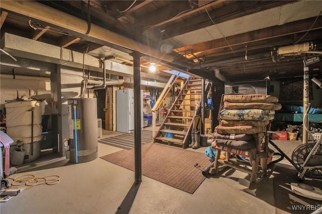 basement with gas water heater