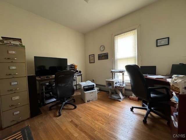 office area featuring light wood-type flooring