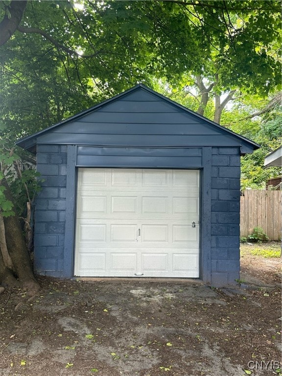 view of garage