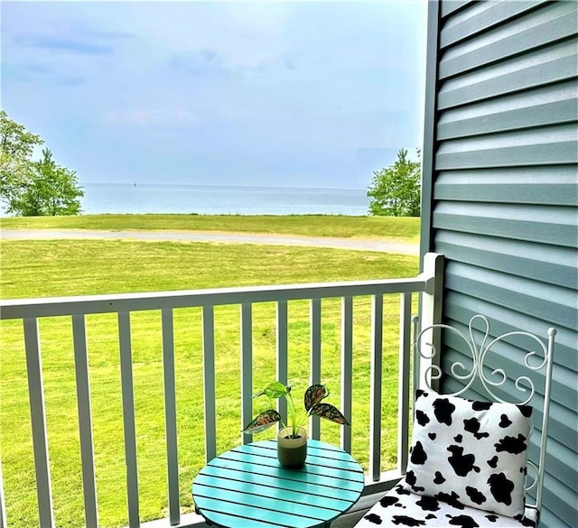 balcony with a water view