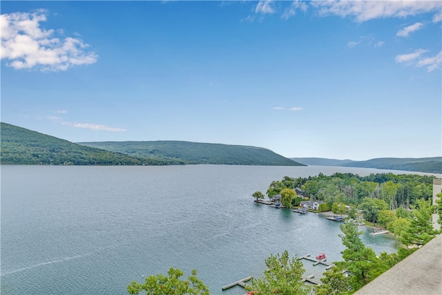 water view with a mountain view