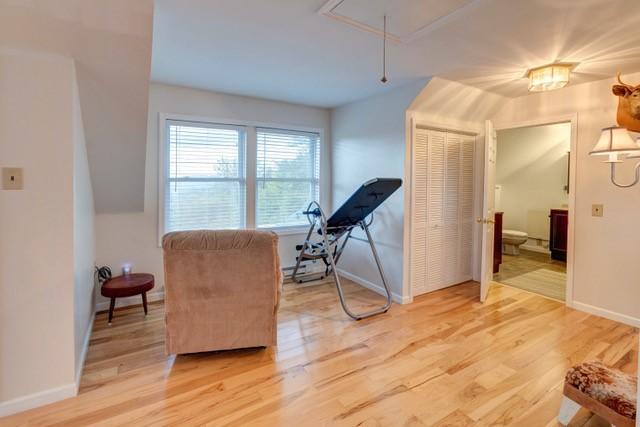 1090 Park Hill Rd, Colchester, NY 13755 - living area featuring baseboards, attic access, and light wood finished floors
