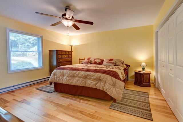 1090 Park Hill Rd, Colchester, NY 13755 - bedroom with a closet, a ceiling fan, baseboard heating, and light wood-type flooring