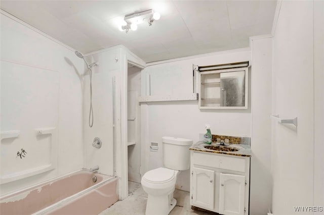 full bathroom with vanity, toilet, and shower / bathing tub combination