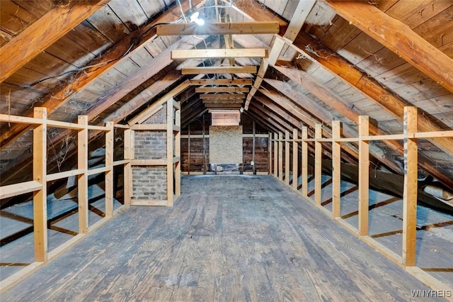 view of unfinished attic