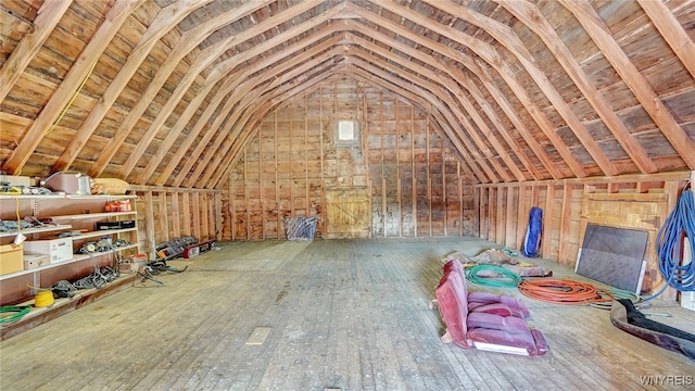 view of unfinished attic