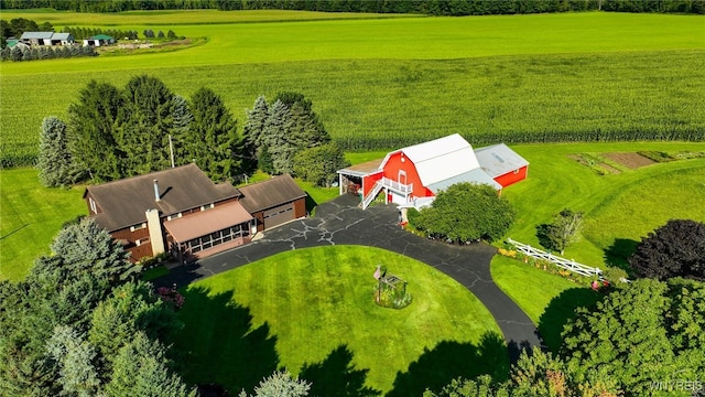 aerial view featuring a rural view