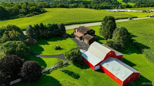 birds eye view of property featuring a rural view