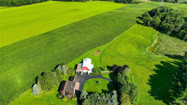 aerial view with a rural view