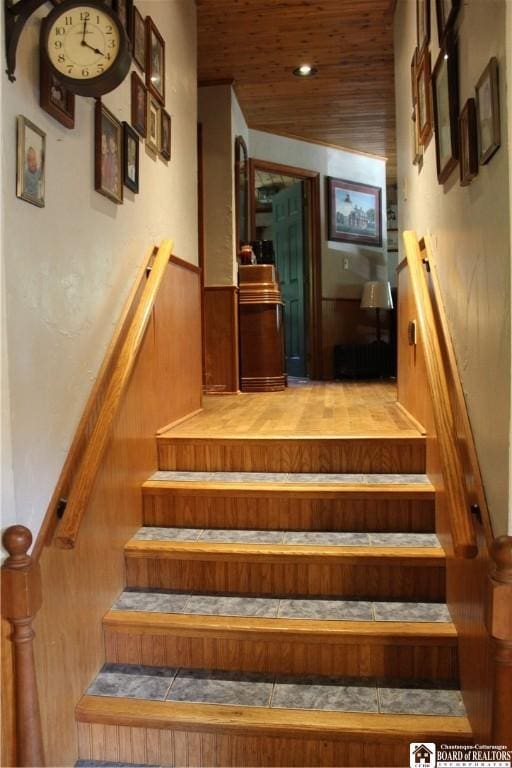 222 Seymour St, Pomfret, NY 14063 - stairs featuring wooden ceiling