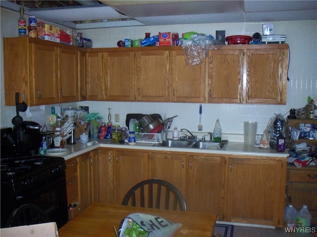 kitchen featuring black range and sink